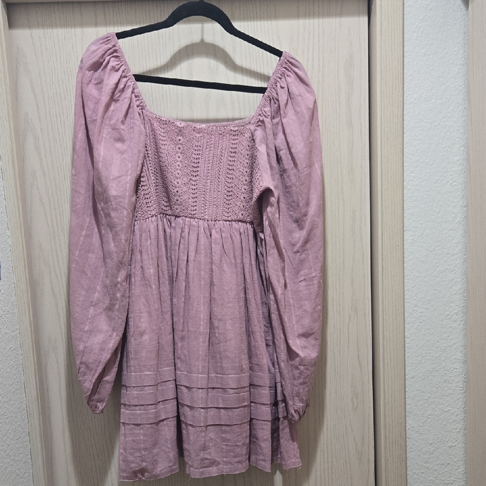 Pink Lily Mauve Lace Detail Dress